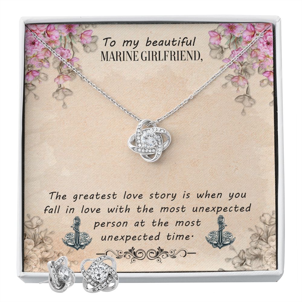 Love Knot Earing And Necklace For Marine Girlfriend Miraclejewelry